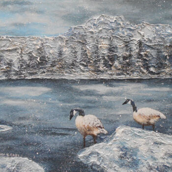 Peinture intitulée "Promenade hivernale" par Nicole Ethier-Vallières, Œuvre d'art originale, Acrylique