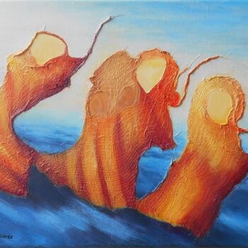 Painting titled "Les trois grâces" by Nicole Ethier-Vallières, Original Artwork, Acrylic