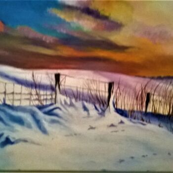 Peinture intitulée "paysage neige" par Nicole Ferrare, Œuvre d'art originale