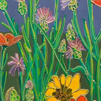 "Fleurs de mon jardin" başlıklı Tablo Nicole Hebert tarafından, Orijinal sanat, Akrilik Ahşap Sedye çerçevesi üzerine monte…