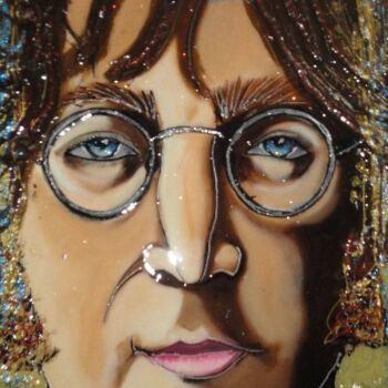 Painting titled "JHON LENNON" by Nicole Hebert, Original Artwork, Oil