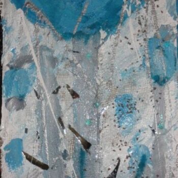 Painting titled "PAVOT TURQUOISE" by Nicole Hebert, Original Artwork, Oil