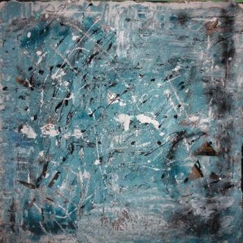 Painting titled "TURQUOISE 1" by Nicole Hebert, Original Artwork, Oil