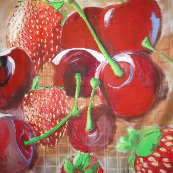Peinture intitulée "NAPPE15 FRUITS" par Nicole Hebert, Œuvre d'art originale, Huile