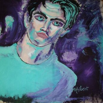 Painting titled "HOMME AUX CHEVEUX N…" by Nicole Hebert, Original Artwork, Oil