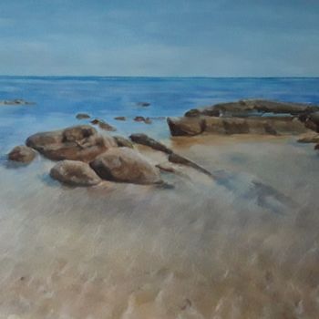 Pintura titulada "La mer à Kérity." por Nicole Hittema-Martineau, Obra de arte original, Acuarela