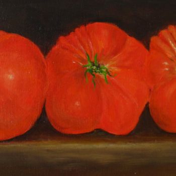 Painting titled "Les trois  tomates." by Nicole Hittema-Martineau, Original Artwork, Oil