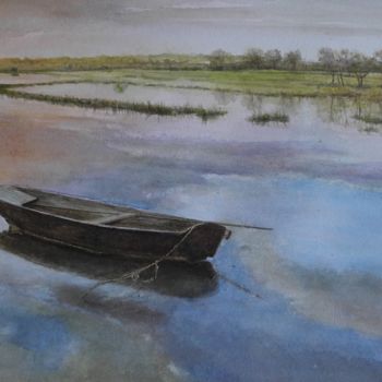 Painting titled "Marais du Cotentin." by Nicole Hittema-Martineau, Original Artwork, Watercolor