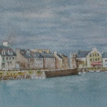 Painting titled "Le port du Fret en…" by Nicole Hittema-Martineau, Original Artwork, Watercolor