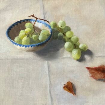 Painting titled "Sweet September" by Nicole Le Gall, Original Artwork, Oil Mounted on Wood Panel