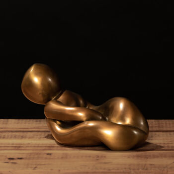 Sculpture titled "REPOS" by Nicole Lemieux, Original Artwork, Bronze