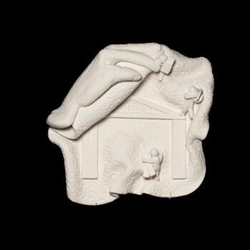 Скульптура под названием "Fronton" - Nicole Lemieux, Подлинное произведение искусства, Глина