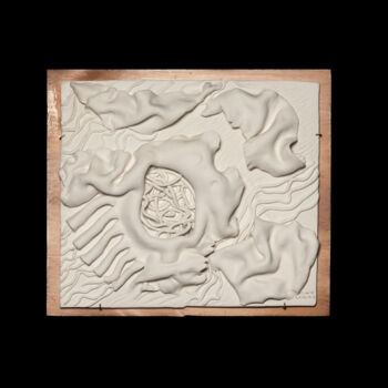 Sculpture intitulée "Valse du coeur 2" par Nicole Lemieux, Œuvre d'art originale, Argile Monté sur Panneau de bois