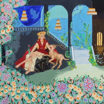 Peinture intitulée "la-princesse-au-ser…" par Nicole Lubrano-Lavadera, Œuvre d'art originale, Huile