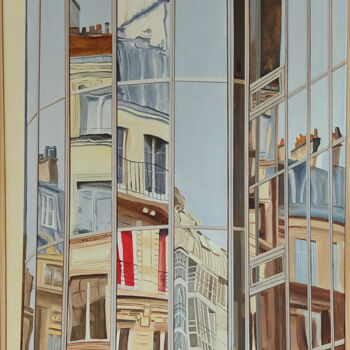 Painting titled "Les anciennes Halle…" by Nicole Pèpe Gaumier, Original Artwork, Oil Mounted on Wood Stretcher frame