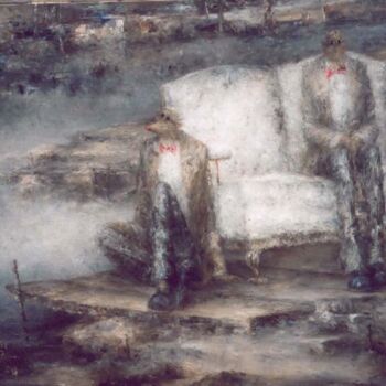 Peinture intitulée "sofa blanc" par Nicole Pfund Nicolepfund Com, Œuvre d'art originale
