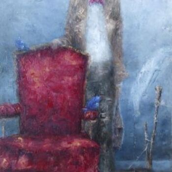 Картина под названием "fauteuil bordeau" - Nicole Pfund Nicolepfund Com, Подлинное произведение искусства