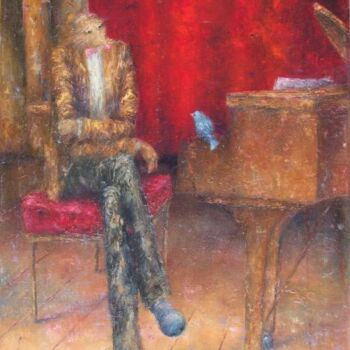 Peinture intitulée "piano rouge" par Nicole Pfund Nicolepfund Com, Œuvre d'art originale