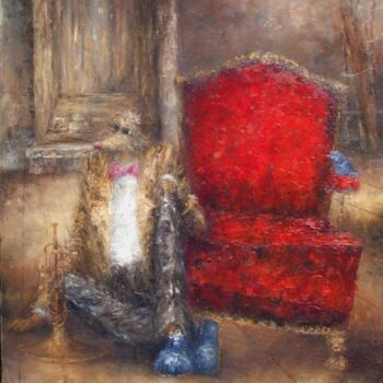 Pintura intitulada "fauteuil rouge" por Nicole Pfund Nicolepfund Com, Obras de arte originais