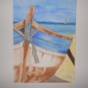 Malerei mit dem Titel "le vieux bateau" von Nicole Quillec, Original-Kunstwerk, Aquarell