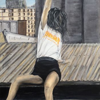 Pintura intitulada "Sur les toits" por Nicole Rameau (NIKY), Obras de arte originais, Acrílico