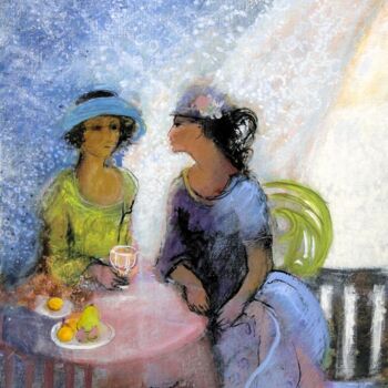 Peinture intitulée "conversation-au-rid…" par Nicole Rousseau-Grolée, Œuvre d'art originale, Acrylique