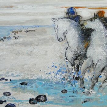 Peinture intitulée "les 2 cavaliers" par Nicole Rousseau-Grolée, Œuvre d'art originale, Acrylique