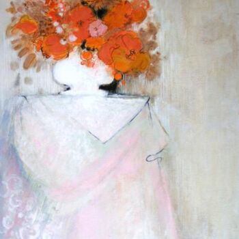 Painting titled "Bouquet à la nappe…" by Nicole Rousseau-Grolée, Original Artwork, Acrylic
