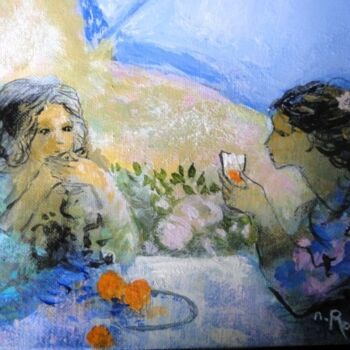Painting titled "Parasol au rosier" by Nicole Rousseau-Grolée, Original Artwork, Acrylic