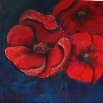 Painting titled "rouge-sur-fond-120x…" by Nicole Sebille, Original Artwork