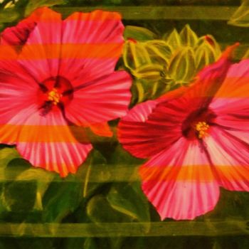 Malerei mit dem Titel "L'hibiscus" von Nicole Severini (SEVE), Original-Kunstwerk, Acryl