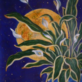 Painting titled "Fleur de lune ou sp…" by Nicole Severini (SEVE), Original Artwork, Acrylic