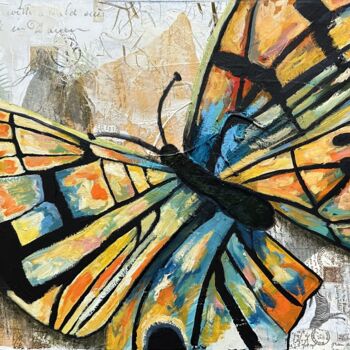 Painting titled "Flutterby" by Nicole Simmons, Original Artwork, Acrylic