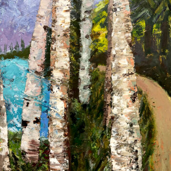 Pittura intitolato "Colorado Birches" da Nicole Simmons, Opera d'arte originale, Acrilico