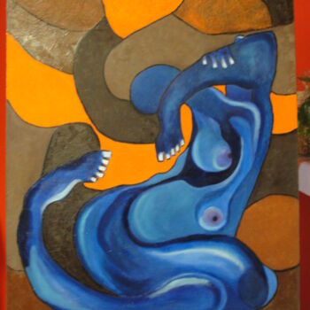 Painting titled "Azul" by Nicole Sivam (nicolesivam), Original Artwork, Oil