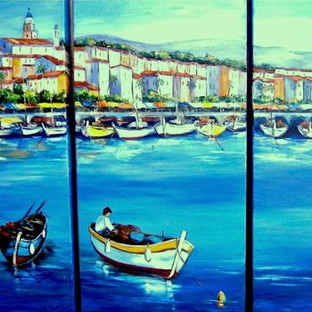 Painting titled "Un dimanche à Menton" by Nicole Benoit, Original Artwork, Oil