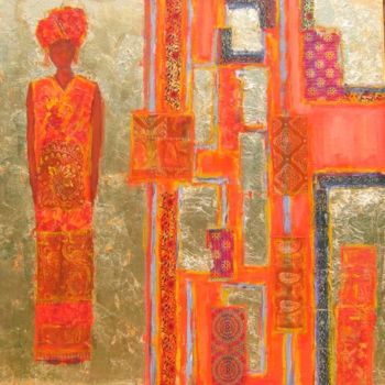 Painting titled "L'AFRICAINE" by Nicole Biles, Original Artwork, Oil