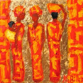 Pittura intitolato "Les trois AFRICAINES" da Nicole Biles, Opera d'arte originale, Olio