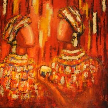 Painting titled "LES AFRICAINES" by Nicole Biles, Original Artwork