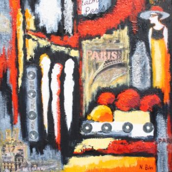 Painting titled "PARIS ST SES MERVEI…" by Nicole Biles, Original Artwork, Oil