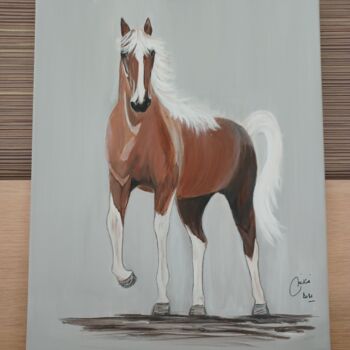 Painting titled "Cheval" by Nicole Cambier, Original Artwork, Acrylic