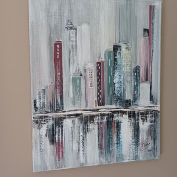 Painting titled "la ville" by Nicole Cambier, Original Artwork, Acrylic