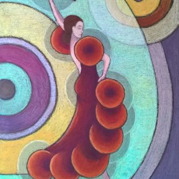 Картина под названием "Flamenco" - Nicole Fageon, Подлинное произведение искусства, Масло