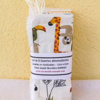 Design intitulée "Lingettes "Zoo"" par Un Monde Nomade, Œuvre d'art originale, Accessoires