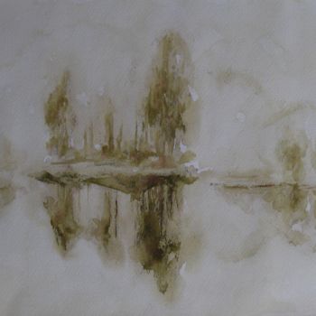 Peinture intitulée "Reflets sur le lac" par Nicole Serres, Œuvre d'art originale, Aquarelle