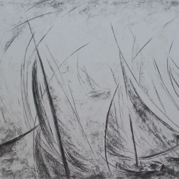 Картина под названием "Régate 13" - Nicole Serres, Подлинное произведение искусства, Древесный уголь