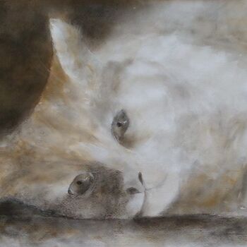 Painting titled "Chat 1" by Nicole Serres, Original Artwork, Watercolor