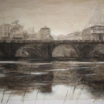 Painting titled "Ponte S.Angelo" by Nicole Serres, Original Artwork, Oil