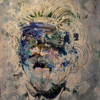 Painting titled "Einstein Energie" by Nicoleta Albei-Wigger, Original Artwork, Acrylic Mounted on Wood Stretcher frame