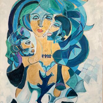 Картина под названием "Zum Kuss" - Nicoleta Albei-Wigger, Подлинное произведение искусства, Акрил Установлен на Деревянная р…